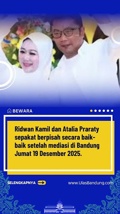 Ridwan Kamil dan Atalia Praratya Sepakat Cerai Damai