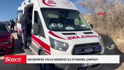 Nevşehir'de yolcu midibüsü ile otomobil çarpıştı