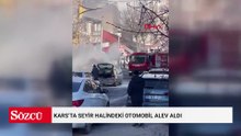 Kars’ta seyir halindeki otomobil alev aldı