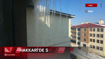 Yüksekova’da buz sarkıtları 2 metreyi geçti