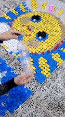 Even the Sun Has a Heart ❤️Made with 1,872 bottle caps, piece by piece.Can you see the heart? 🤍