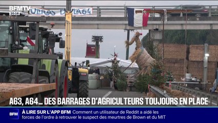 A63, A64: les barrages des agriculteurs sont toujours en place