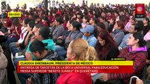 Sheinbaum encabeza entrega de tarjetas de la Beca Benito Juárez en Querétaro