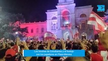 Los hinchas y el festejo al ritmo de los jugadores en Plaza Moreno