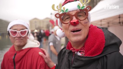 Des pères Noël sautent dans une eau à 7°C à Paris… et ils adorent ça