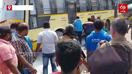 திடீரென தீப்பிடித்த அரசு பேருந்து: அலறி அடித்து ஓடிய பயணிகள்