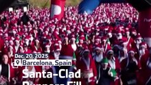 Santa-Clad Runners Fill Barcelona Streets