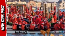 Hundreds of Santas take over Venice's Grand Canal