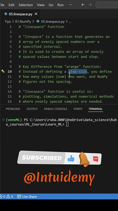 numpy linespace function