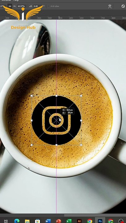 Instagram Icon Made from Coffee Cream Photoshop Trick #shorts #photoshop #dailymotionshorts #gfx #trend