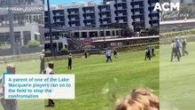 Junior coach tackles intruder on ground during cricket game