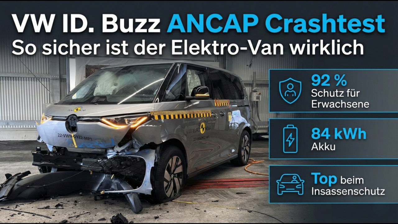 ANCAP Crashtest VW ID. Buzz: Top beim Insassenschutz, Schwächen bei Fußgängern