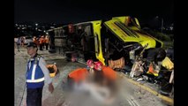 인도네시아서 방호벽 들이받은 버스 전복...16명 사망 / YTN