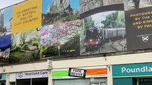 Huge photographs on banner celebrate St Austell area by Andrew Townsend