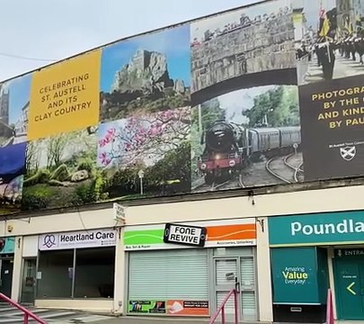 Huge photographs on banner celebrate St Austell area by Andrew Townsend