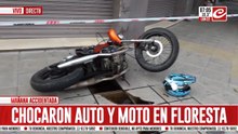 Impresionante choque entre auto y moto en pleno barrio de Floresta