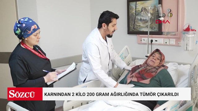Karnından 2 kilo 200 gram ağırlığında tümör çıkarıldı