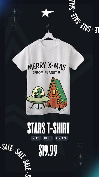 Retro Space  Alien Christmas UFO Holiday Cabin Art