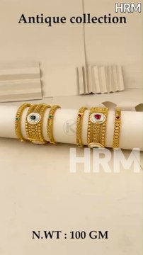 Heritage Collection: Wide Gold Bangles with Floral Motifs.#gold #stylish #antique #goldjewellery #jewellery