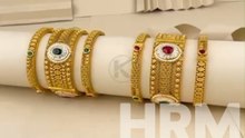 Heritage Collection: Wide Gold Bangles with Floral Motifs.#gold #stylish #antique #goldjewellery #jewellery