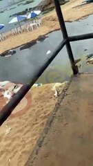 banhistas voltam a denunciar esgoto a céu aberto na praia de Itapuã