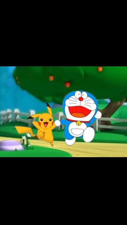 Doraemon taking Pikachu to school!