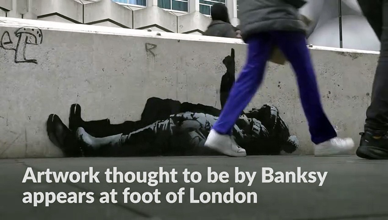 Artwork thought to be by Banksy appears at foot of London skyscraper