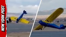 Aircraft rocked by strong winds in Montana — as plane flips over