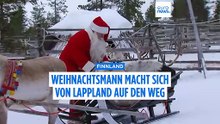 Der Weihnachtsmann und seine Rentiere sind von Lappland aus gestartet