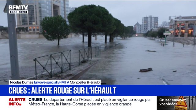 Montpellier: le Lez en crue après plusieurs jours de fortes pluies