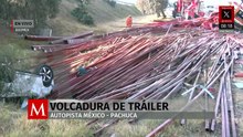 Volcadura de tráiler provoca afectaciones en la autopista México–Pachuca