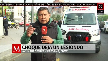Choque entre motociclista y patrulla deja un lesionado en Reforma e Insurgentes
