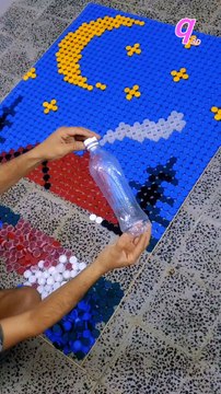 Swiss Countryside Night 🌙 | Art Made with 1872 Bottle CapsDo you love it? ❤️💔