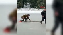 Görenler şaşırdı kaldı! Bakın buz tutan gölette ne yaptı
