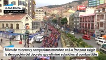 Miles protestan en La Paz en contra de la eliminación de los subsidios a combustibles