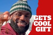 LeBron James cannot stop smiling after getting a cool Christmas gift