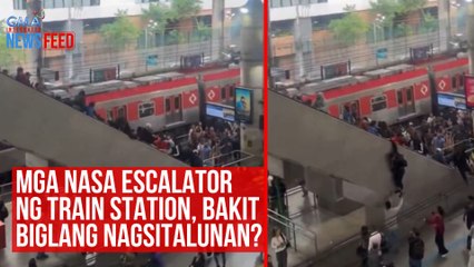 Mga nasa escalator ng train station, bakit biglang nagsitalunan? | GMA Integrated Newsfeed