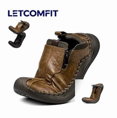 LETCOMFIT Zapatos de Cuero Genuino para Hombre - Mocasines Cómodos Hechos a Mano