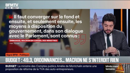 SIGNÉ BFM - Budget 2026: Emmanuel Macron envisage le recours à l'article 49-3 et les ordonnances pour sortir de l'impasse budgétaire