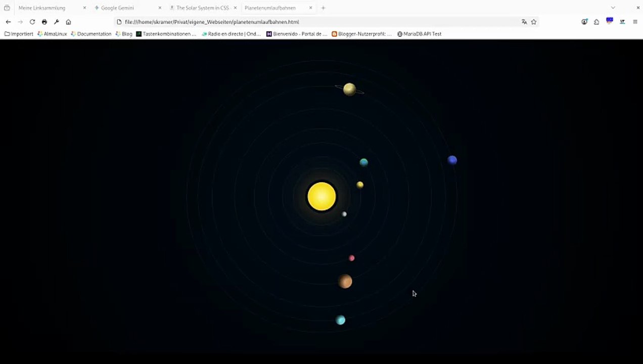 Unser Sonnensystem mit HTML/CSS