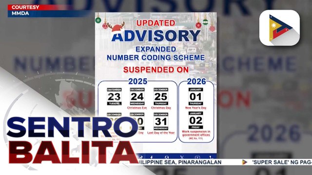 MMDA, naglabas ng bagong advisory kaugnay sa suspensyon ng number coding scheme
