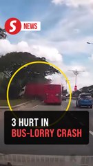 Bus collides with parked lorry in Johor Baru, three passengers injured