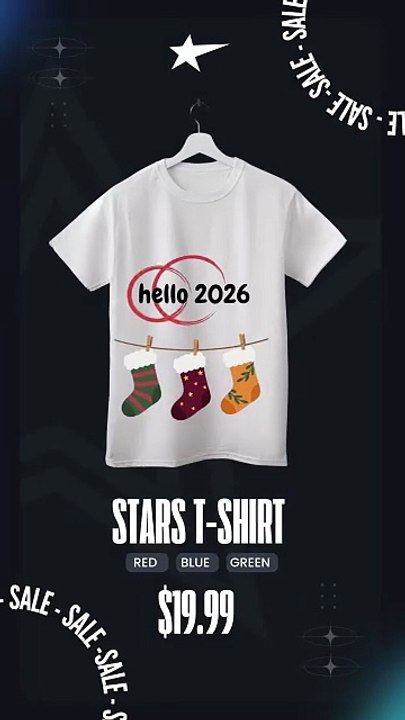 Hello 2026 Cozy New Year Winter Stockings Graphic Design