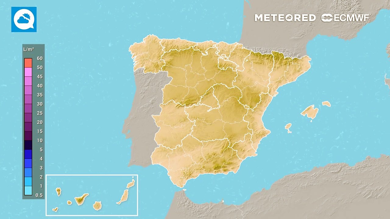 Precipitación acumulada prevista por el modelo europeo para los próximos días.
