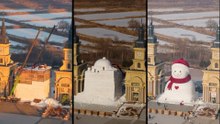 Así han levantado el muñeco de nieve más grande del mundo en esta ciudad