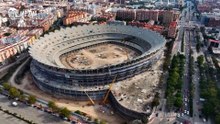 Comienzan a instalar los pilares exteriores del Nou Mestalla