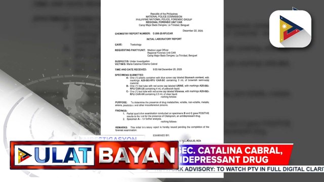 Labi ni dating DPWH Usec. Catalina Cabral, nagpositibo sa anti-depressant drug, batay sa toxicology report
