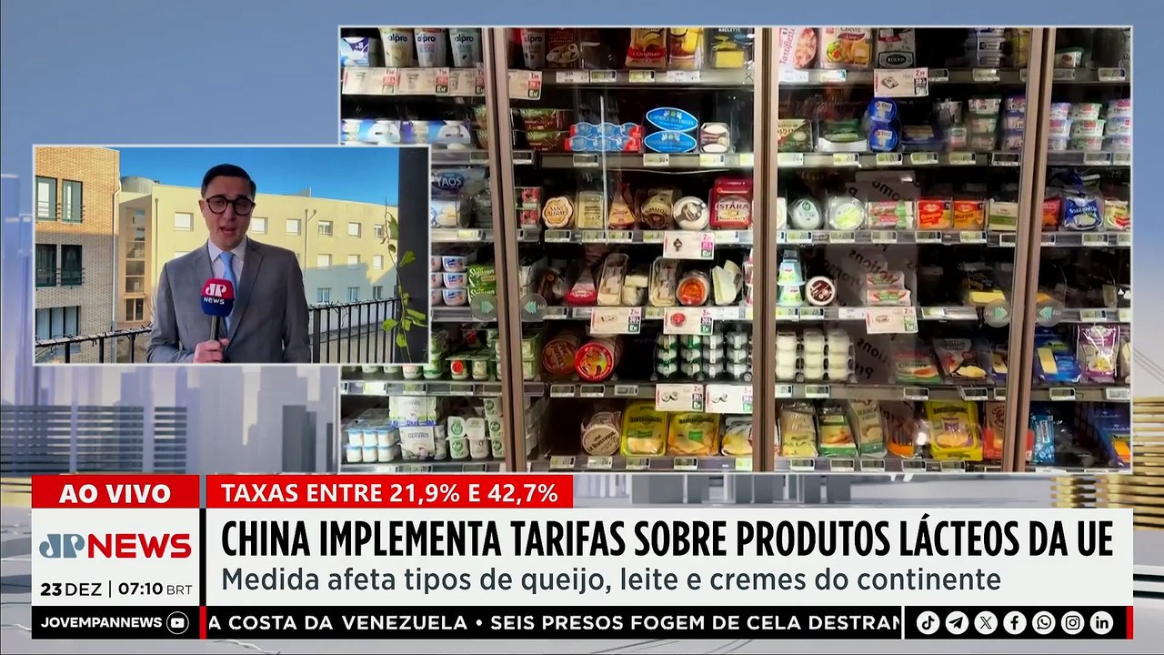 China anuncia tarifas temporárias sobre laticínios da União Europeia