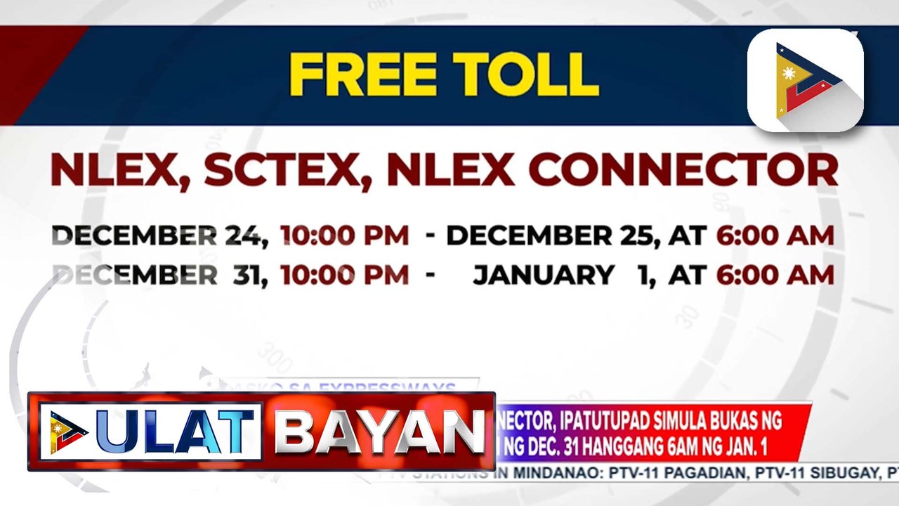 NLEX, SCTEX, at NLEX connector, may libreng toll sa Dec. 24-25  at Dec. 31-Jan. 1 | ulat ni Gab Villegas