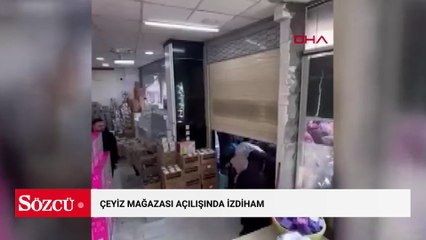 Çeyiz mağazası açılışında izdiham